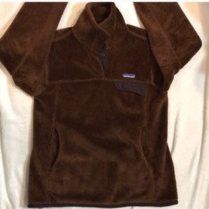 Womens Patagonia brown fleece snap jacket